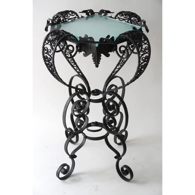 Spanish Garden Pedestal Wrought Iron From Palm Beach Mizner Workshop For Sale - Image 3 of 11