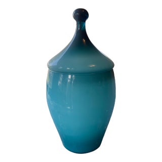 Glass Vase in Two-Tones of Blue For Sale
