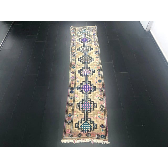 Vintage Turkish Handmade Wool Anatolian Runner Rug For Sale - Image 11 of 11
