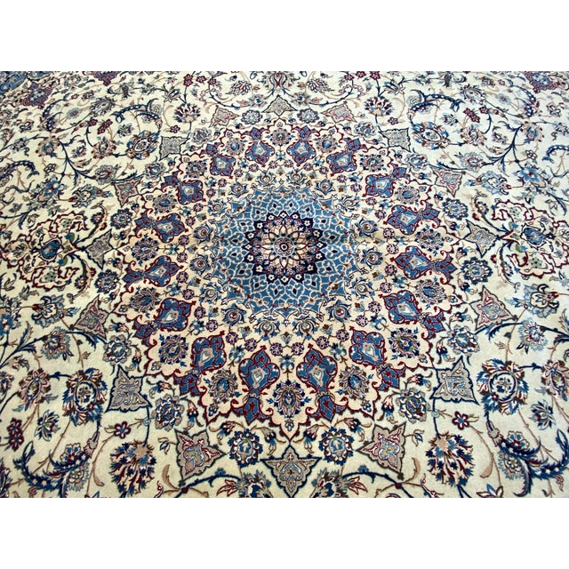 Persian Isfahan Fine Silk and Wool Rug 8'6 X 11'10 For Sale - Image 9 of 12
