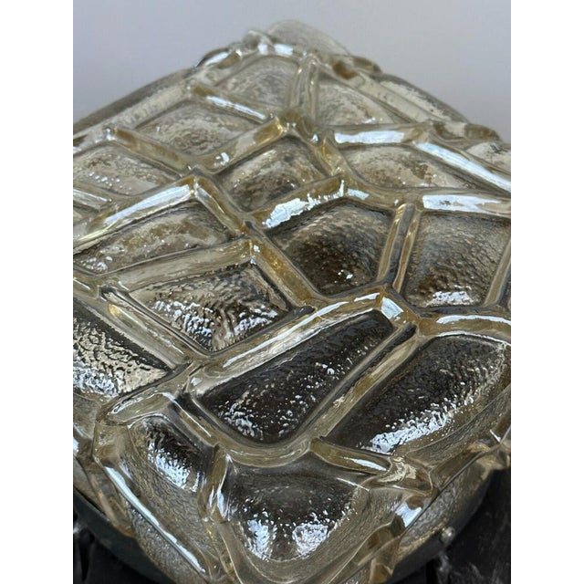 1970s Brutalist Wall Lamp Iron & Glass Wall Lamp, 1970s For Sale - Image 5 of 18