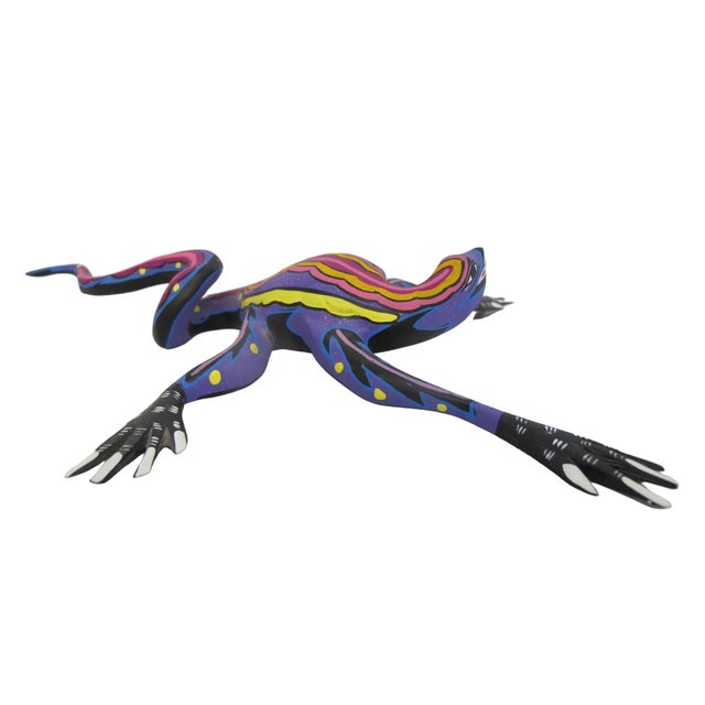 Folk Art Oaxacan Alebrije Lizard Colorful Mexican Folk Art Wood Carving Figure Sculpture For Sale - Image 3 of 9