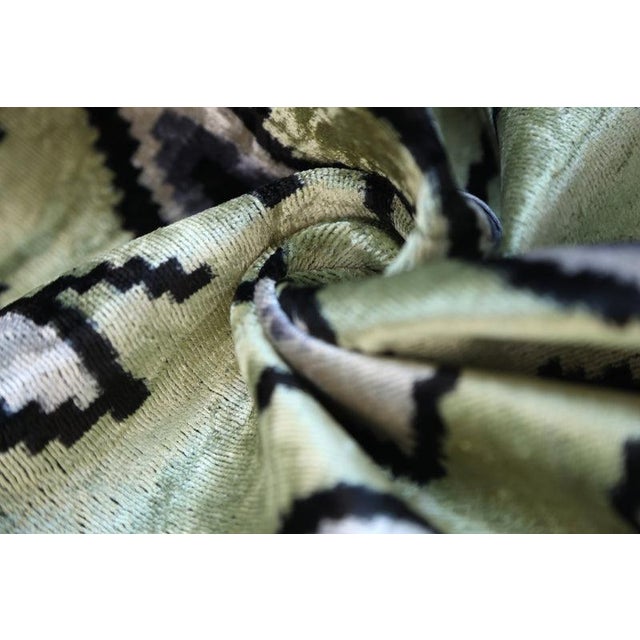 Handmade Evil Eye Silk Velvet Pillow – 16x16 Green & Black Cushion For Sale - Image 4 of 8