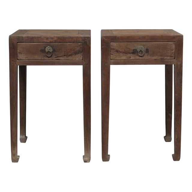 Elm Side Tables, 1890s, Set of 2 For Sale