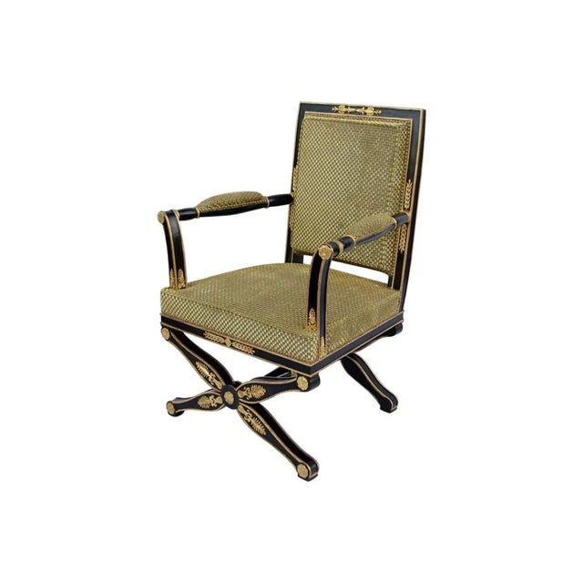 Black Antique Empire Style Black Lacquered Desk Chair, 1900s For Sale - Image 8 of 8