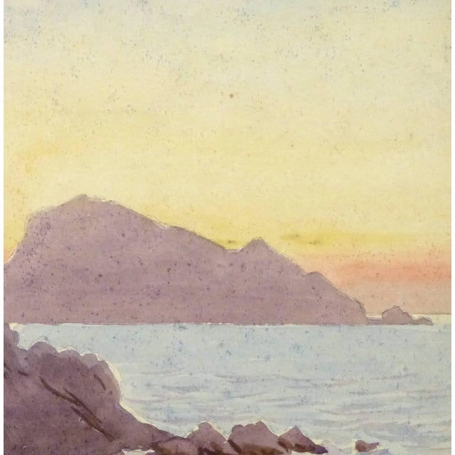 Traditional L. Bourlier, Vintage French Watercolor - Edge of the Riviera For Sale - Image 3 of 5