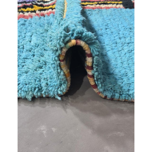 Turquoise Handwoven Berber Wool Rug - 9 X 6.1 Ft For Sale - Image 4 of 9