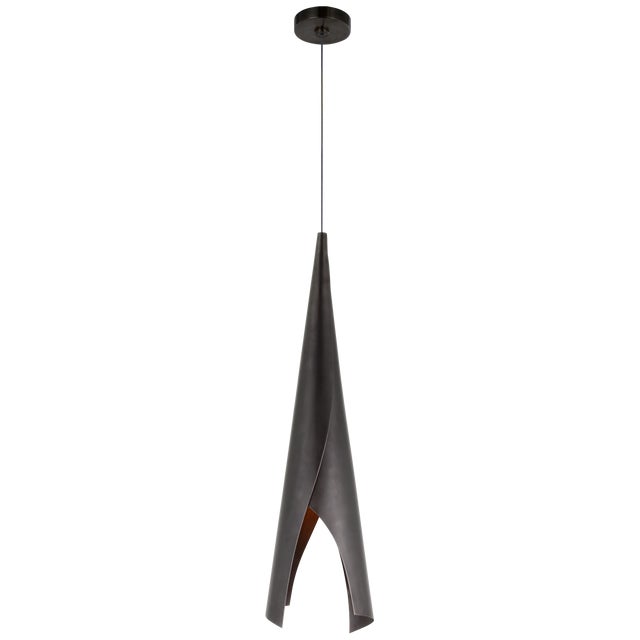 Modern Kelly Wearstler for Visual Comfort Signature Piel Medium Wrapped Pendant in Bronze For Sale - Image 3 of 4