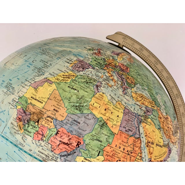 Repogle Globe on Walnut Stand With Brass Letter Rack For Sale - Image 4 of 6