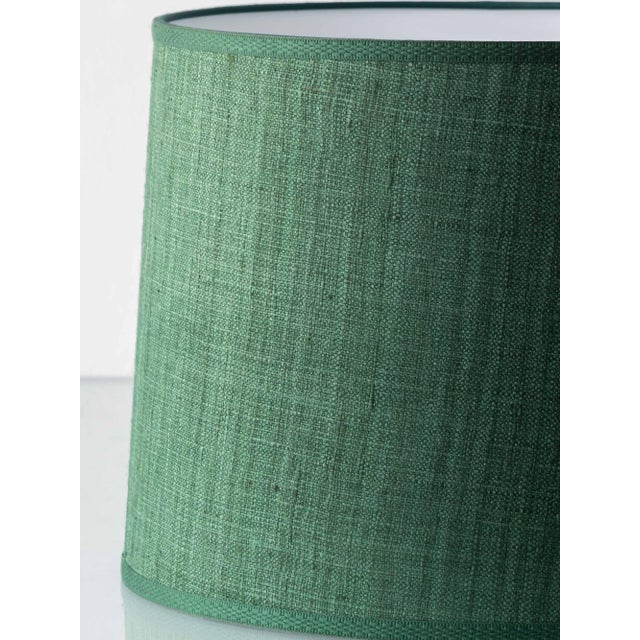 Ceramic Mid-20th Century Spanish Revival Green Ceramic Table Lamp with Silk Shade, 1970s For Sale - Image 7 of 18