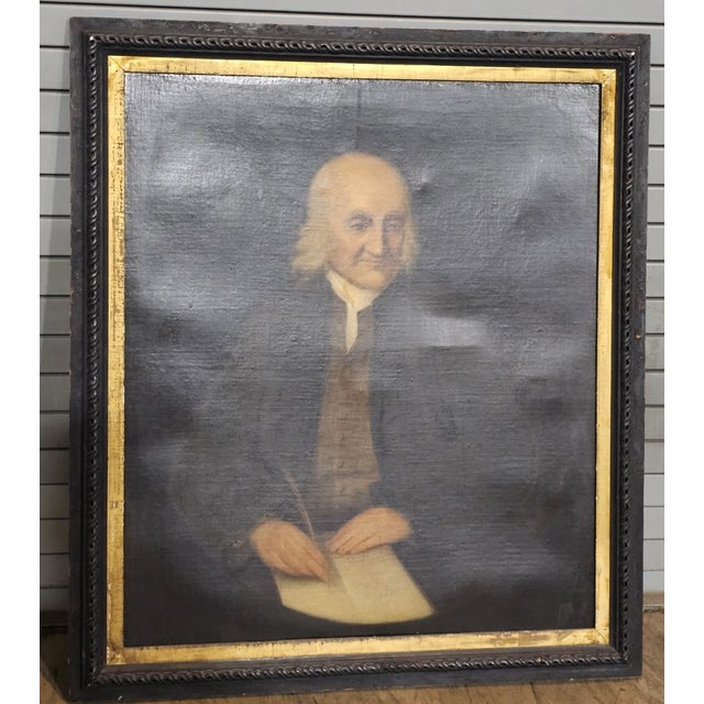 Early 19th Century American Portrait Painting of a Gentleman Period Black Frame For Sale - Image 9 of 12