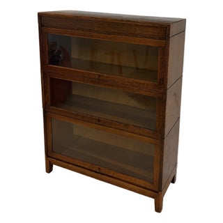 Antique Tiger Oak Barrister/Lawyer’s Bookcase With G.R.M. Mark Intact For Sale