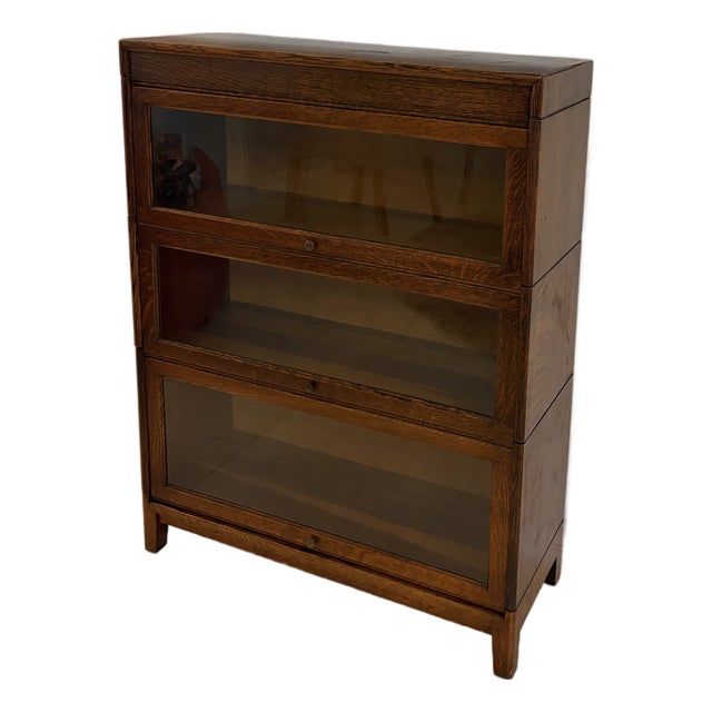 Antique Tiger Oak Barrister/Lawyer’s Bookcase With G.R.M. Mark Intact For Sale