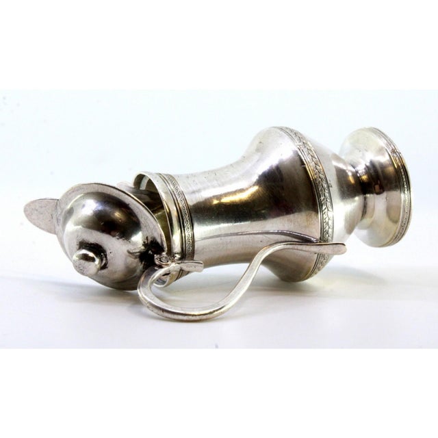 Silver Creamer with Strips and Knob Lid For Sale - Image 5 of 9