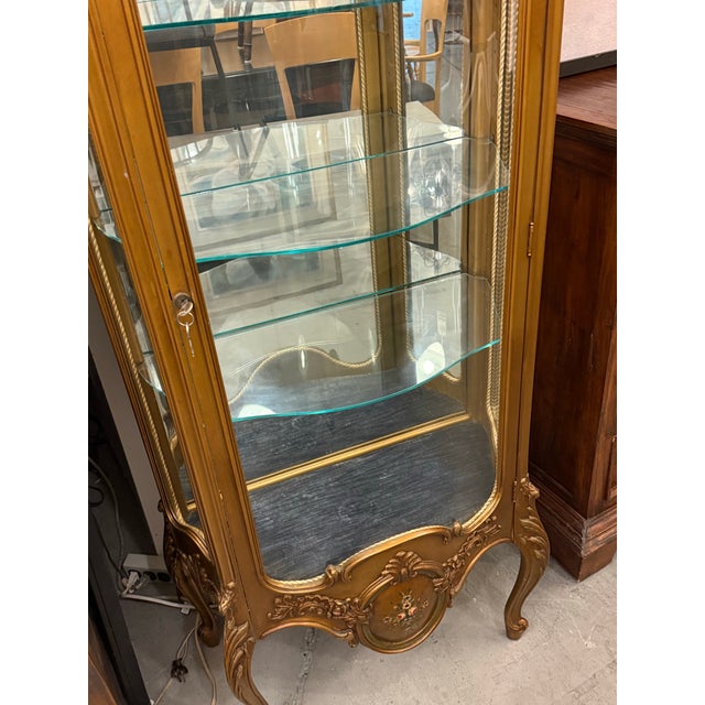 Louis XV Style Giltwood Curio Display Cabinet, 1970's For Sale - Image 10 of 14
