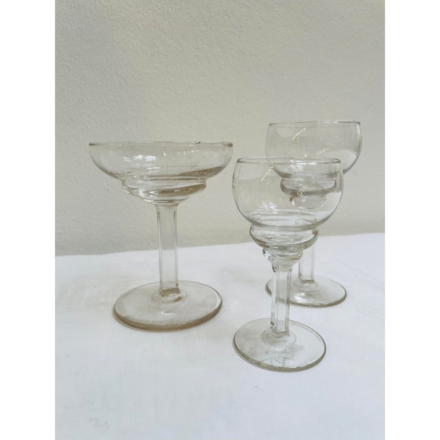 Art Deco Glasses in Pressed Glass, France, 1920s, Set of 18 For Sale - Image 4 of 14
