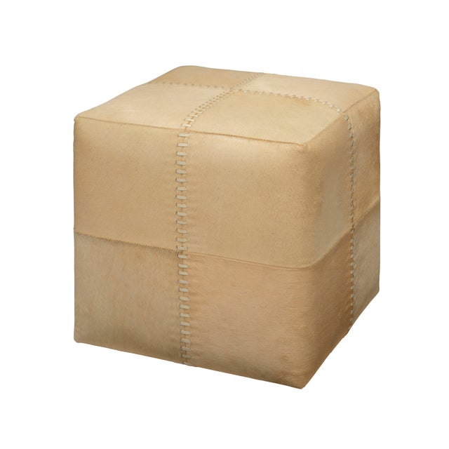 Small Ottoman, Cream Hide For Sale In Los Angeles - Image 6 of 6