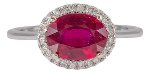 2.8Ct Madagascar Ruby Ring With Natural Diamond Accents: Solid 14k Gold, Size 6.75