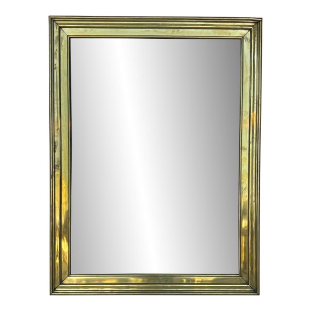 20th Century French Brass Bistro Wall Mirror For Sale