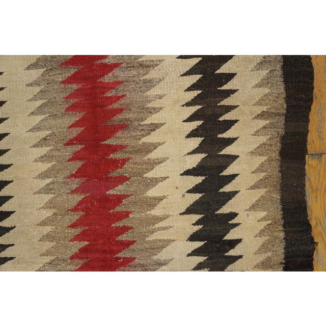 American 1930s Multicolor Stripe Antique American Navajo Eye Dazzler Rug '1" X 4'7" Flatweave Wool Carpet For Sale - Image 3 of 6