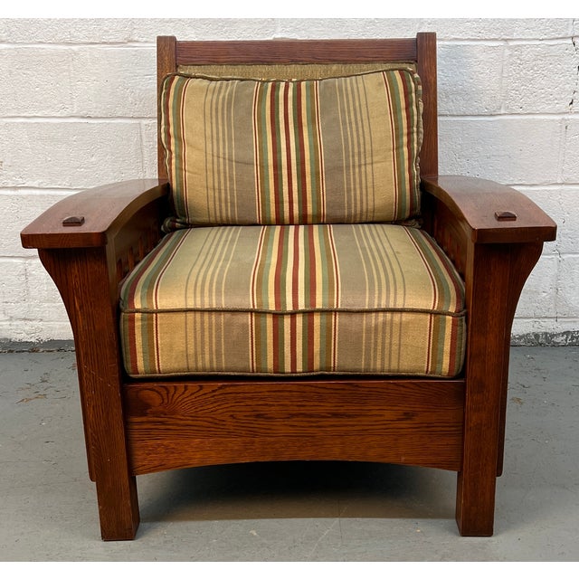 Late 20th Century Handcrafted Slatted Mission Oak Lounge Chairs For Sale - Image 10 of 16