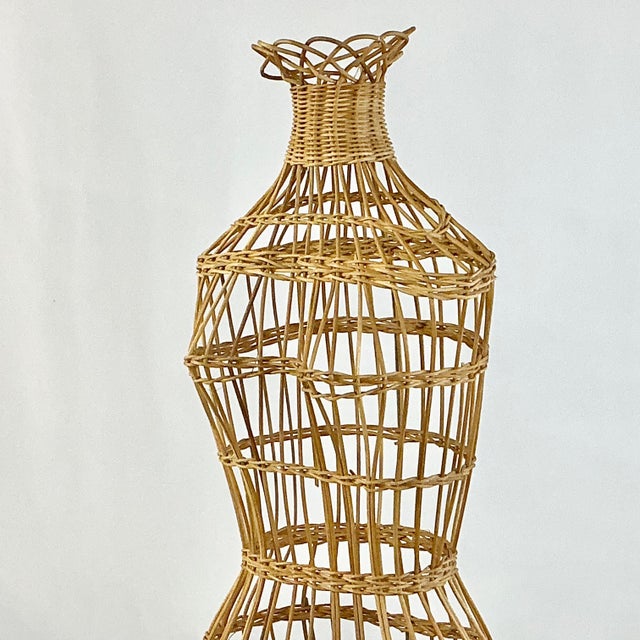 Mid 20th Century Mid-Century Boho Chic Hollywood Regency Wicker Female Form Decorative Object. For Sale - Image 5 of 13