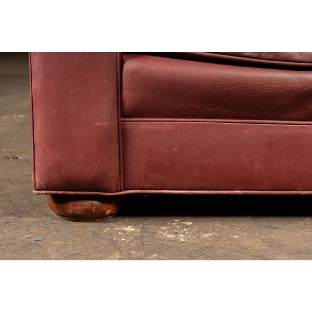 Late 20th Century Red Leather Armchair With Ottoman For Sale - Image 17 of 18