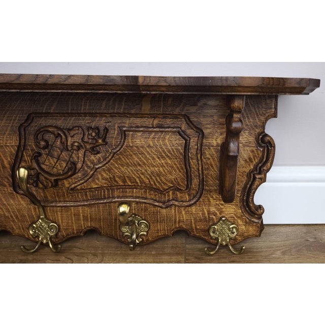 Vintage French Coat Rack in Oak For Sale - Image 5 of 10