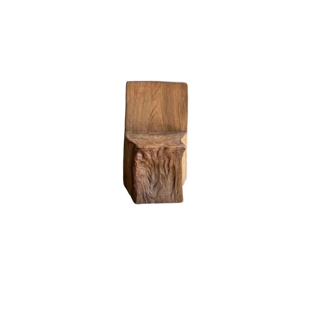 Sculptural Textured Teak Wood Chair For Sale - Image 4 of 10