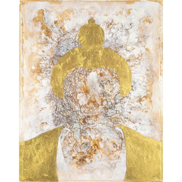 Textile Sax Berlin Golden Buddha: Oil and Gold Leaf on Canvas 2013 For Sale - Image 7 of 7