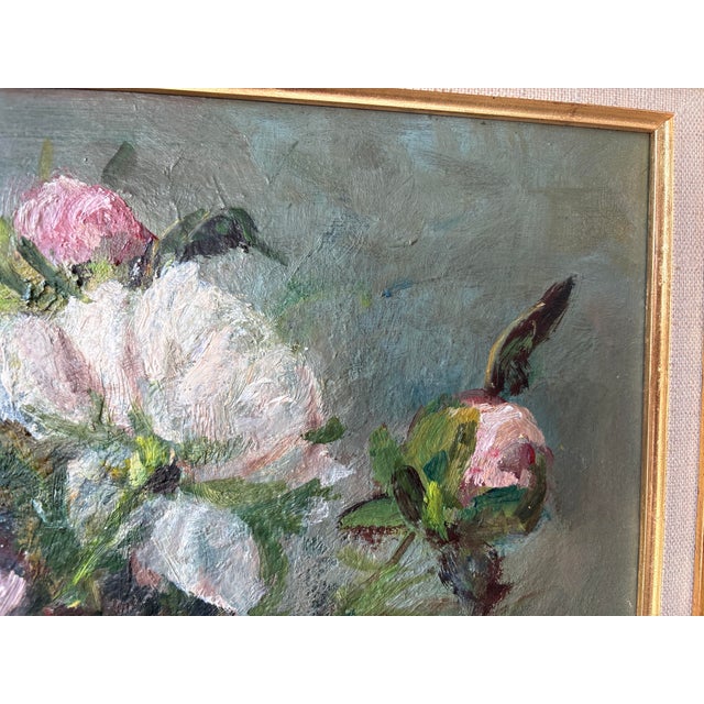 Victor Zolnierowicz, Still Life with Peonies, 1950s, Oil Painting on Canvas, Framed For Sale - Image 10 of 18