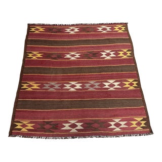 Vintage Afghan Maldari Flat Weave Squar Kilim Rug 5 X 5 Ft For Sale