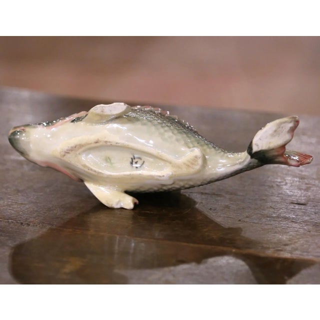 Mid-Century French Painted Barbotine Rainbow Trout Vessel From Fives-Lille For Sale In Dallas - Image 6 of 8