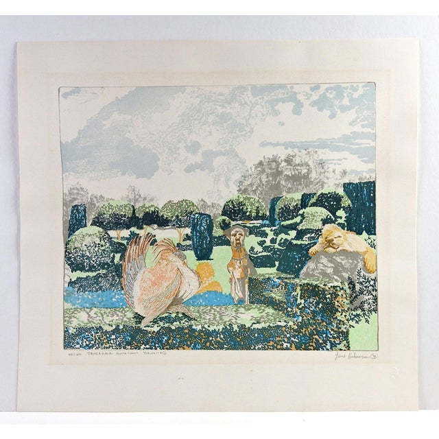 1974 Lars Hokanson Surreal Peaceable Kingdom Revisited Lithograph For Sale - Image 4 of 4