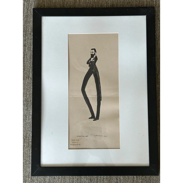 Paper 1901 Expressionist Portrait Painting of Theodor Herzl, Framed For Sale - Image 7 of 7