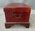 Wood Mid 20th Century Red Leather Trunk on Wooden Stand For Sale - Image 7 of 16