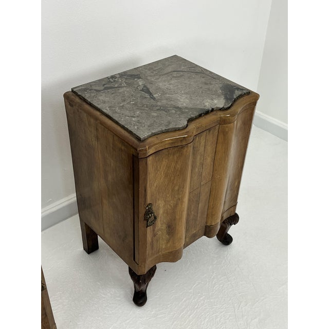 Sicilian Art Deco Bedside Tables with Marble Tops, 1940s, Set of 2 For Sale - Image 9 of 15