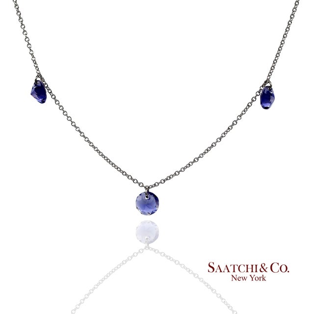 18k(750) White Gold Natural Amethyst Pendant Necklace With Chain For Sale - Image 4 of 10