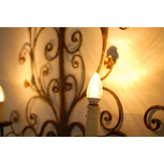 Brown Mid-Century Metal Floral Sconce, 1960s For Sale - Image 8 of 9
