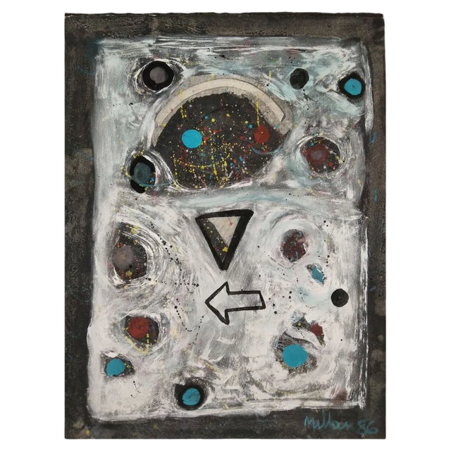 Domingo Millan, Composition, 1986, Mixed Media on Paper For Sale