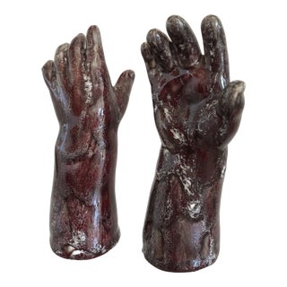 Purple Porcelain Hand Models - Pair For Sale
