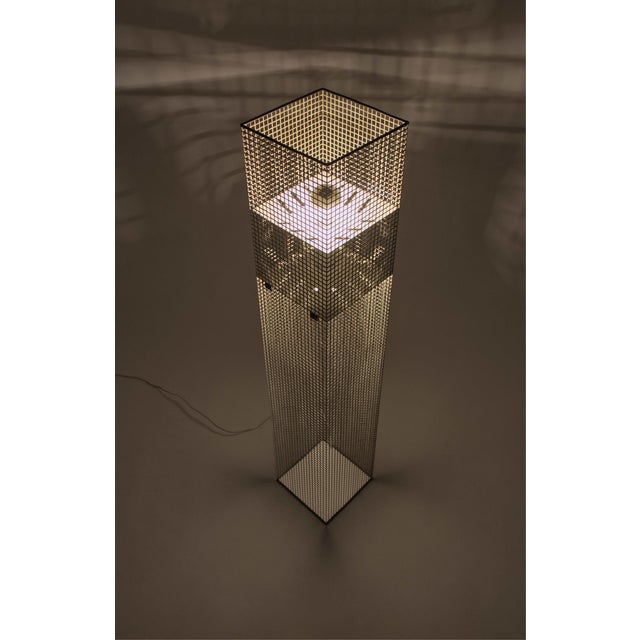 Vintage Metal Grid Floor Lamp by Estiluz, Spain, 1980s, in Very Good conditions. Designed 1980 to 1989 This piece has an...