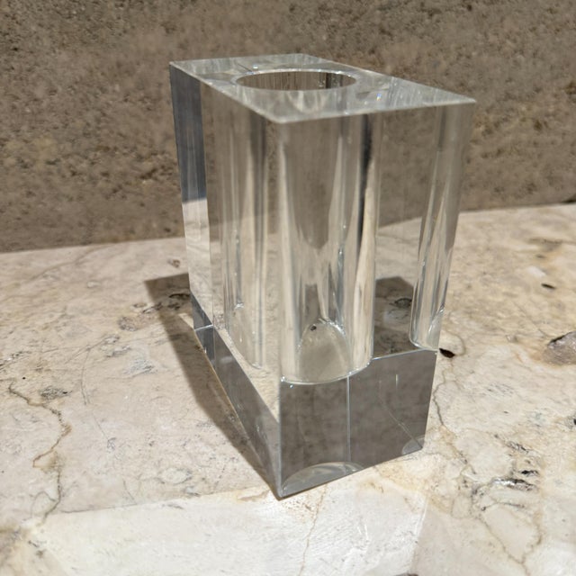 Glass Crystal Square Flower Vase Tizo For Sale - Image 7 of 8