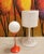 Orange 1970s Space Age Table/Floor Lamp, Max Bill Style Globe Lamp, Orange Metal Bracket Atomic Era Design For Sale - Image 8 of 10