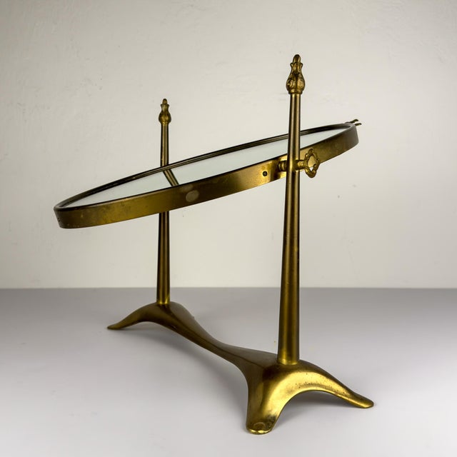 Vintage Tabletop Vanity Mirror in Brass, Italy, 1950s For Sale - Image 10 of 17
