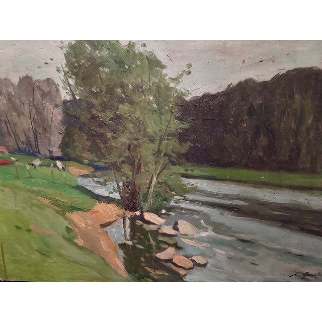 Loire Riverbank, 1930, Oil Painting For Sale - Image 6 of 10