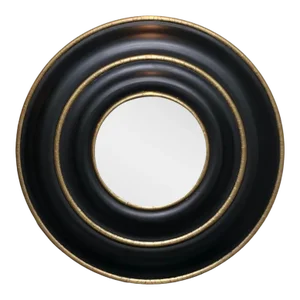 Large Vintage Round Ebonized Mahogany and Gilt Mirror