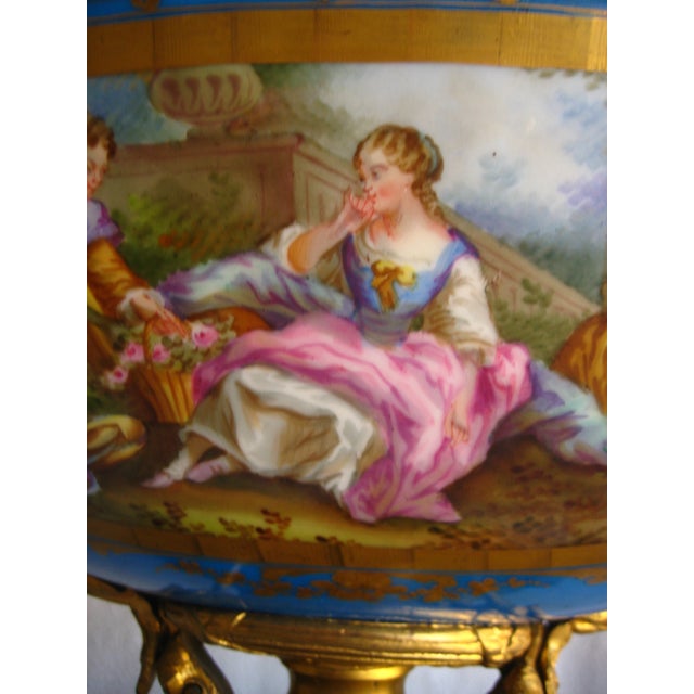 Manufacture de Sevres Mid 19th Century Sevres Style Napoleon III Bronze Mounted Center Piece For Sale - Image 4 of 17