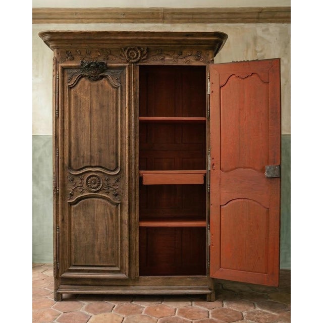 Antique French Marriage Armoire For Sale - Image 3 of 14