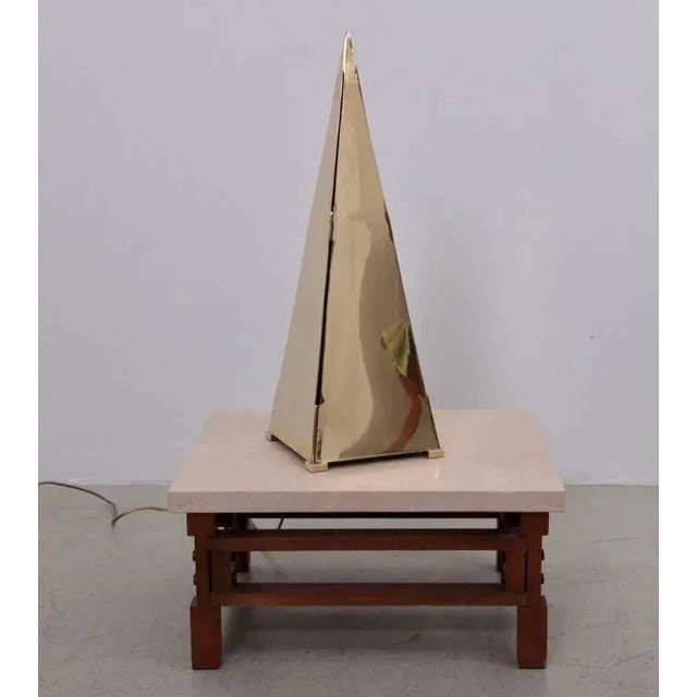 Large Brass Pyramid Table Lamps, 1980s, Set of 2 For Sale - Image 3 of 6